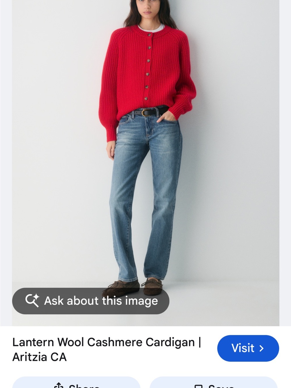 Wilfred Bright Red Lantern Sleeve Wool-Cashmere Cardigan